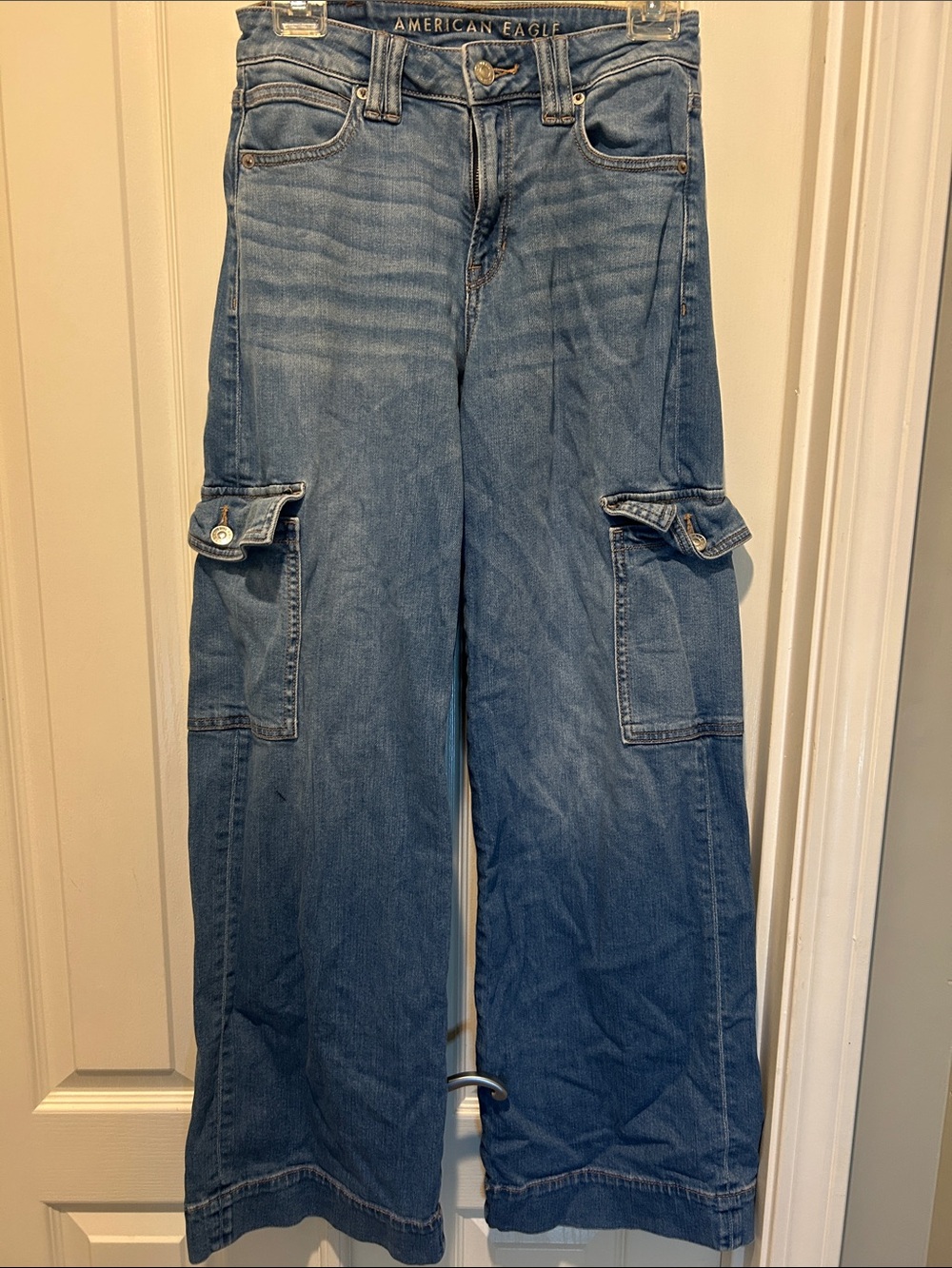 American Eagle Outfitters Women's Blue Bootcut Cargo Jeans